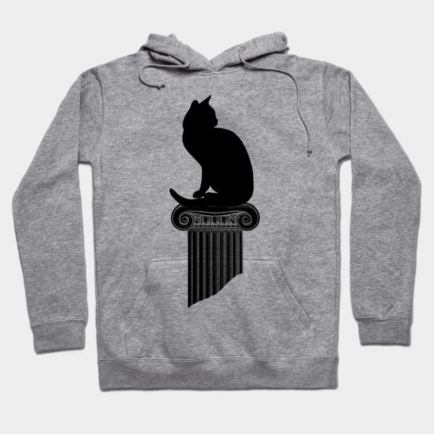 Black Cat Silhouette with Roman Column Hoodie by TammyWinandArt